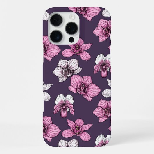 Coque iPhone 16 Pro Max Fleurs d'orchidée rose (Verso)