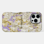 Coque iPhone 16 Pro Max Fleurs d'orchidées à crème violette (Verso Horizontal)
