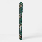Coque iPhone 16 Pro Max Fleurs dorées et vertes en relief (Côté droit)