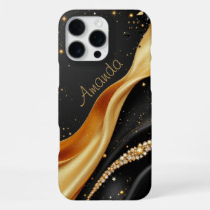 Coque iPhone 16 Pro Max Fleurs dorées foncées riches