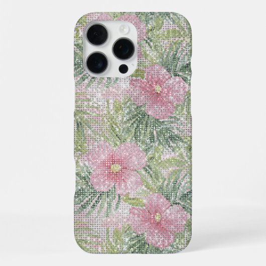 Coque iPhone 16 Pro Max Fleurs roses tropicales (Verso)