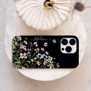 Coque iPhone 16 Pro Max Fleurs sauvages violettes aquarelle