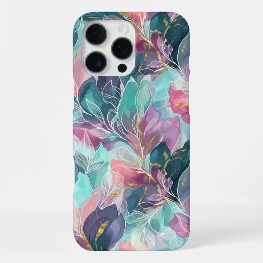Coque iPhone 16 Pro Max Fleurs Tons de Bijoux (Verso)