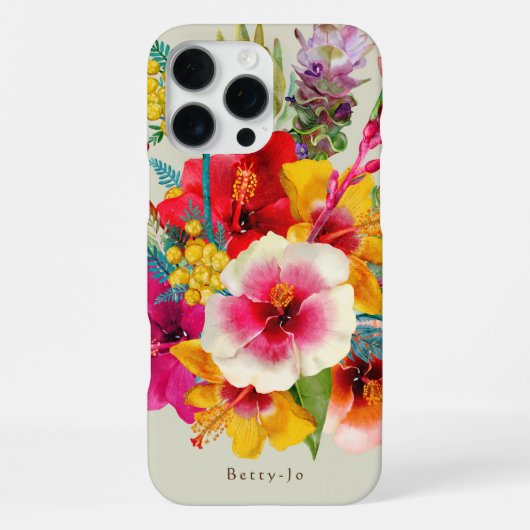 Coque iPhone 16 Pro Max Fleurs tropicales chaudes (Verso)