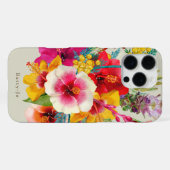 Coque iPhone 16 Pro Max Fleurs tropicales chaudes (Verso Horizontal)