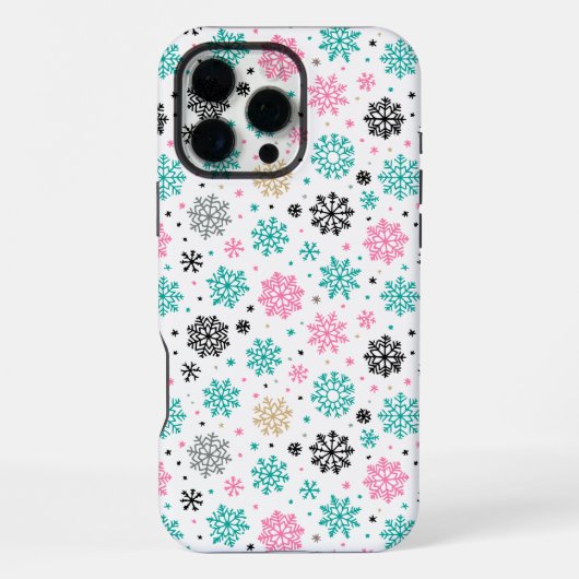 Coque iPhone 16 Pro Max Flocons de neige rétro (Verso)