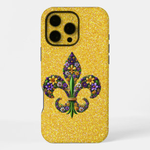 Coque iPhone 16 Pro Max Floral Mardi Gras fleur de lis