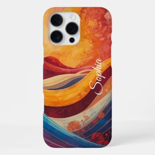 Coque iPhone 16 Pro Max Flux bohème – Impression d'art abstrait à vague vi