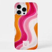 Coque iPhone 16 Pro Max Flux vibrant | Monogramme initial rétro funky (Verso)