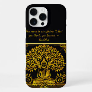 Coque iPhone 16 Pro Max Fond de feuillage pour Bouddha doré