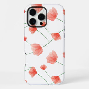 Coque iPhone 16 Pro Max Fond floral de coquelicots sans couture