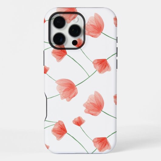 Coque iPhone 16 Pro Max Fond floral de coquelicots sans couture (Verso)