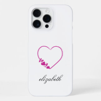 Coque iPhone 16 Pro Max forme de cœur rouge avec fond personnalisé