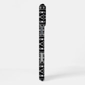 Coque iPhone 16 Pro Max Formes Aztec Motif gris noir (Côté droit)