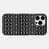 Coque iPhone 16 Pro Max Formes Aztec Motif gris noir (Verso Horizontal)