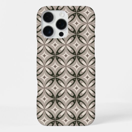 Coque iPhone 16 Pro Max Formes circulaires rétro beige et marron (Verso)