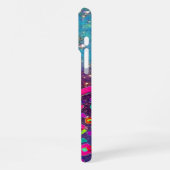 COQUE iPhone 16 PRO MAX FUCHSIE ROSE TURQUOISE BLEU ABSTRAIT DÉCO MONOGRAM (Côté gauche)