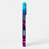 COQUE iPhone 16 PRO MAX FUCHSIE ROSE TURQUOISE BLEU ABSTRAIT DÉCO MONOGRAM (Côté droit)
