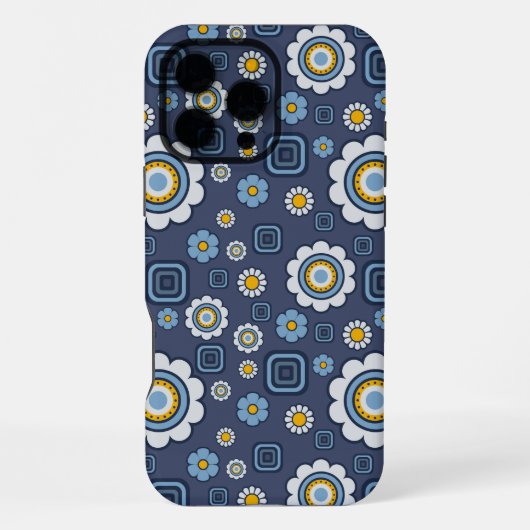 Coque iPhone 16 Pro Max Funky Daisy's en bleu (Verso)