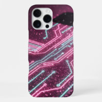 Futuriste Rose Pailleté Circuit Cyber iPhone 16 Ca