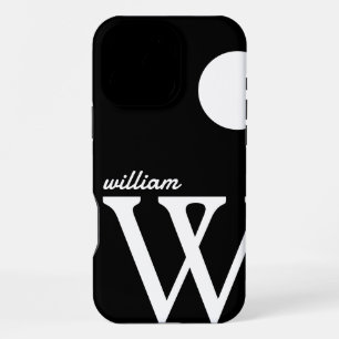 Coque iPhone 16 Pro Max Géant Monogramme Simple Noir et Blanc