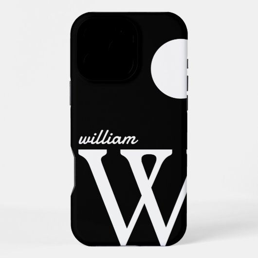 Coque iPhone 16 Pro Max Géant Monogramme Simple Noir et Blanc (Verso)