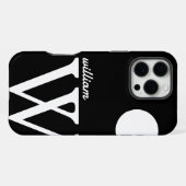 Coque iPhone 16 Pro Max Géant Monogramme Simple Noir et Blanc (Verso Horizontal)