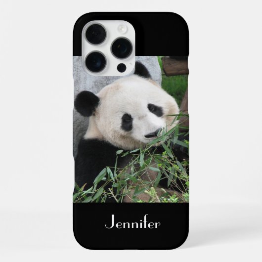 Coque iPhone 16 Pro Max Géant Panda Mignon, Nom, Noir (Verso)