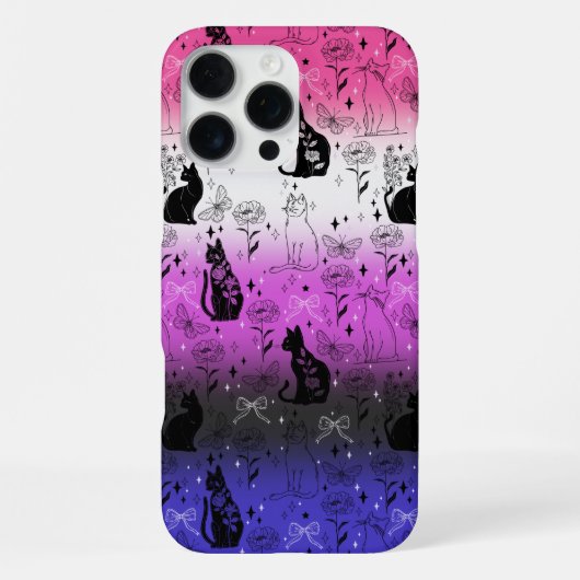 Coque iPhone 16 Pro Max Genderfluide Pride Chat noir - Mystical Witchy (Verso)
