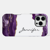 Coque iPhone 16 Pro Max Géode de pierre Agate violet iPhone (Verso Horizontal)
