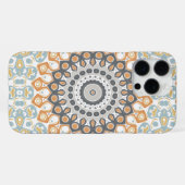 Coque iPhone 16 Pro Max Geometric Mandala in Orange, Gray, and Blue (Verso Horizontal)
