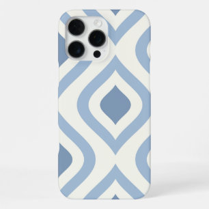 Coque iPhone 16 Pro Max Géométrique abstrait, bleu et blanc cassé