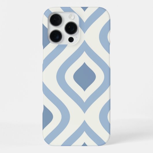 Coque iPhone 16 Pro Max géométrique Abstraite, bleu et blanc cassé (Verso)