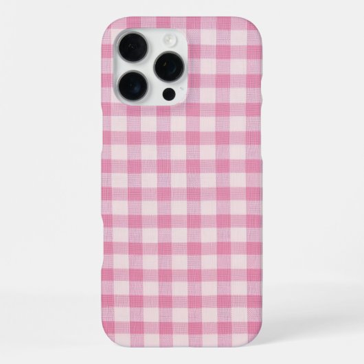 Coque iPhone 16 Pro Max Gingham Rose Bébé (Verso)