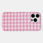 Coque iPhone 16 Pro Max Gingham Rose Bébé (Verso Horizontal)