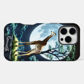 Coque iPhone 16 Pro Max Girafe sous la pleine lune (Verso Horizontal)