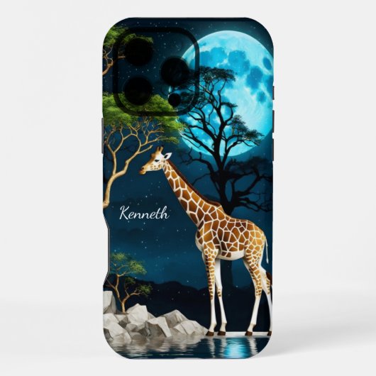 Coque iPhone 16 Pro Max Giraffe en Pleine lune (Verso)