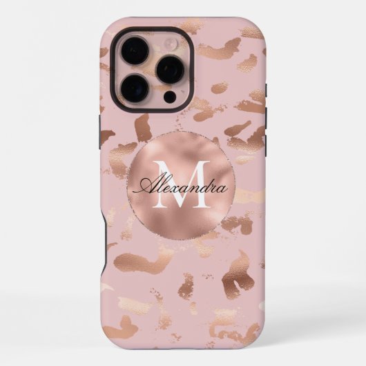 Coque iPhone 16 Pro Max Glam Rose Gold Blush Abstrait (Verso)