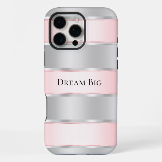 Coque iPhone 16 Pro Max Glam Silver Blush Ruban Rose  (Verso)