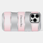 Coque iPhone 16 Pro Max Glam Silver Blush Ruban Rose  (Verso Horizontal)