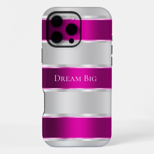 Coque iPhone 16 Pro Max Glam SIlver Chic Ruban Rose  (Verso)
