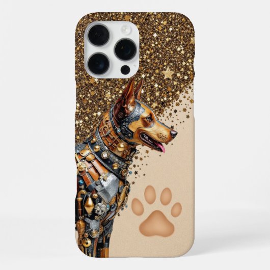 Coque iPhone 16 Pro Max Glamour Doberman Doré (Verso)