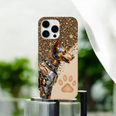 Coque iPhone 16 Pro Max Glamour Doberman Doré
