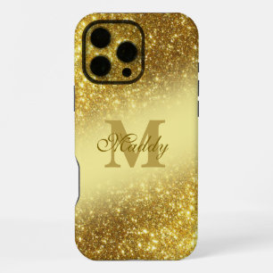 Coque iPhone 16 Pro Max glittery golden personnalisé