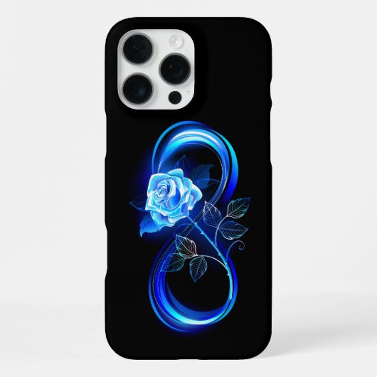 Coque iPhone 16 Pro Max Glowing infinity with blue rose (Verso)