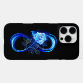 Coque iPhone 16 Pro Max Glowing infinity with blue rose (Verso Horizontal)