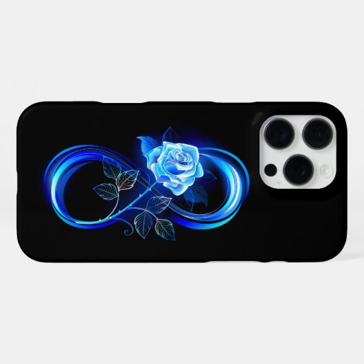 Coque iPhone 16 Pro Max Glowing infinity with blue rose (Verso Horizontal)