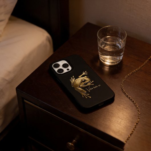 Coque iPhone 16 Pro Max Golden Tree Frog Artistic Monogram Custom