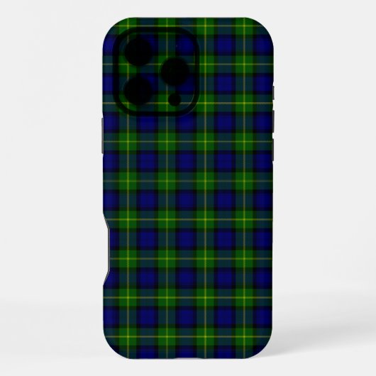 Coque iPhone 16 Pro Max Gordon tartan bleu vert carreaux (Verso)