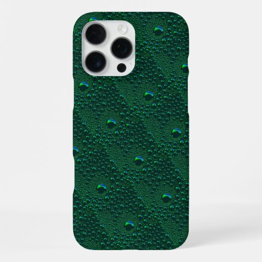 Coque iPhone 16 Pro Max Gouttes d'eau sur métal vert (Verso)